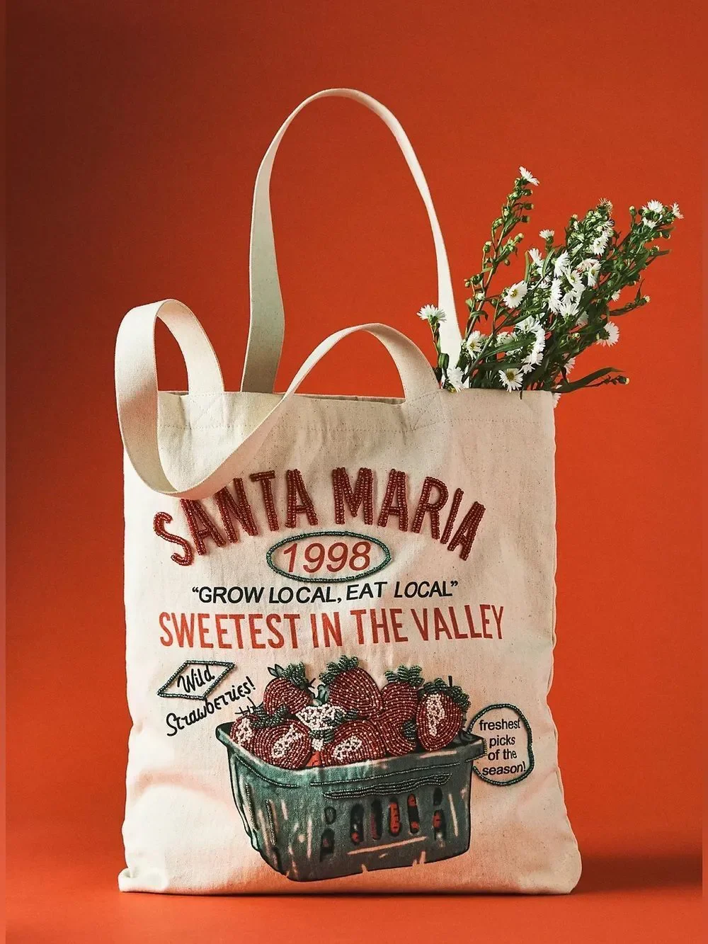 New Anthropologie Maeve Market Canvas Tote One Size